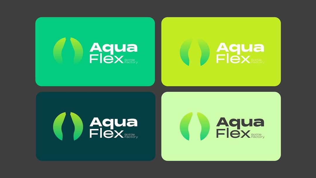 Aqua Flex business card designs across brand colors