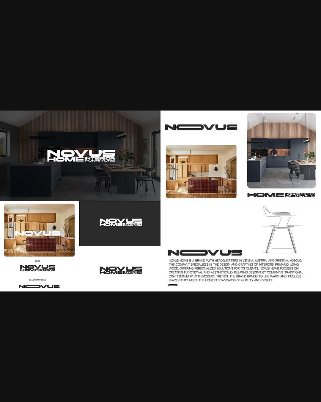 Kitchen interiors and brand identity layout