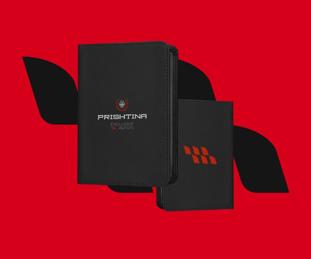 Brand book page — footprint graphic with horizontal logo