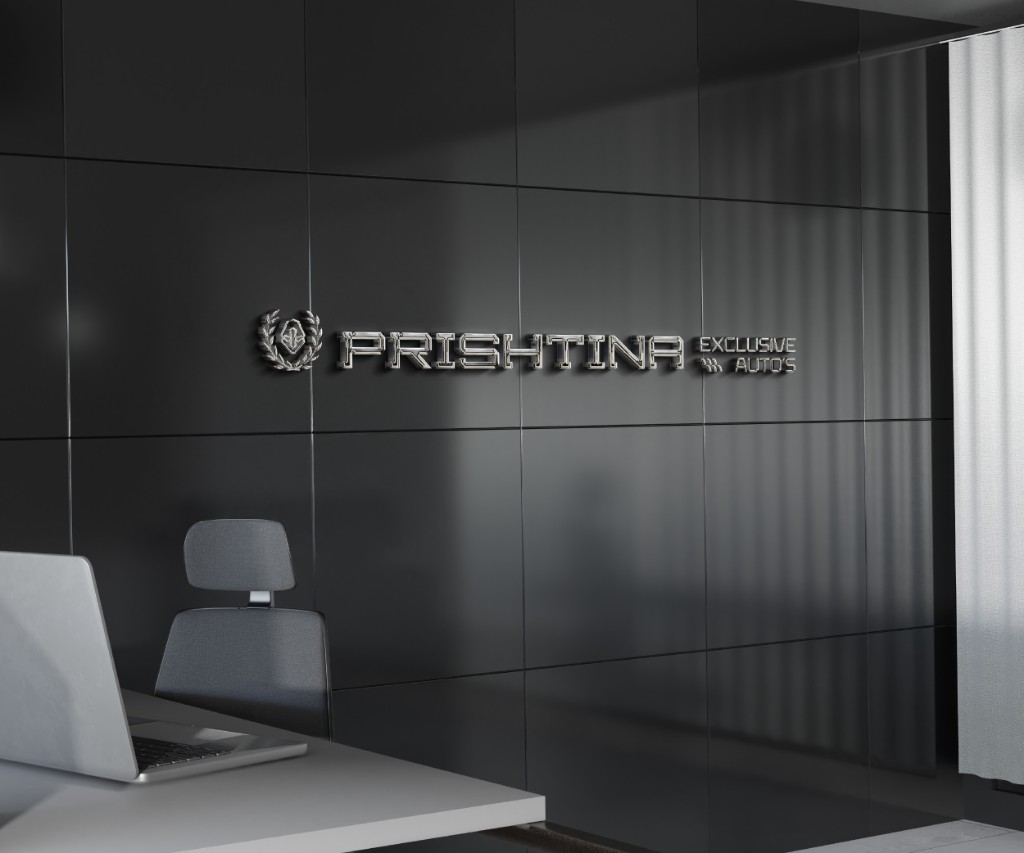 Logo construction blueprint — dark background with red measurement guides