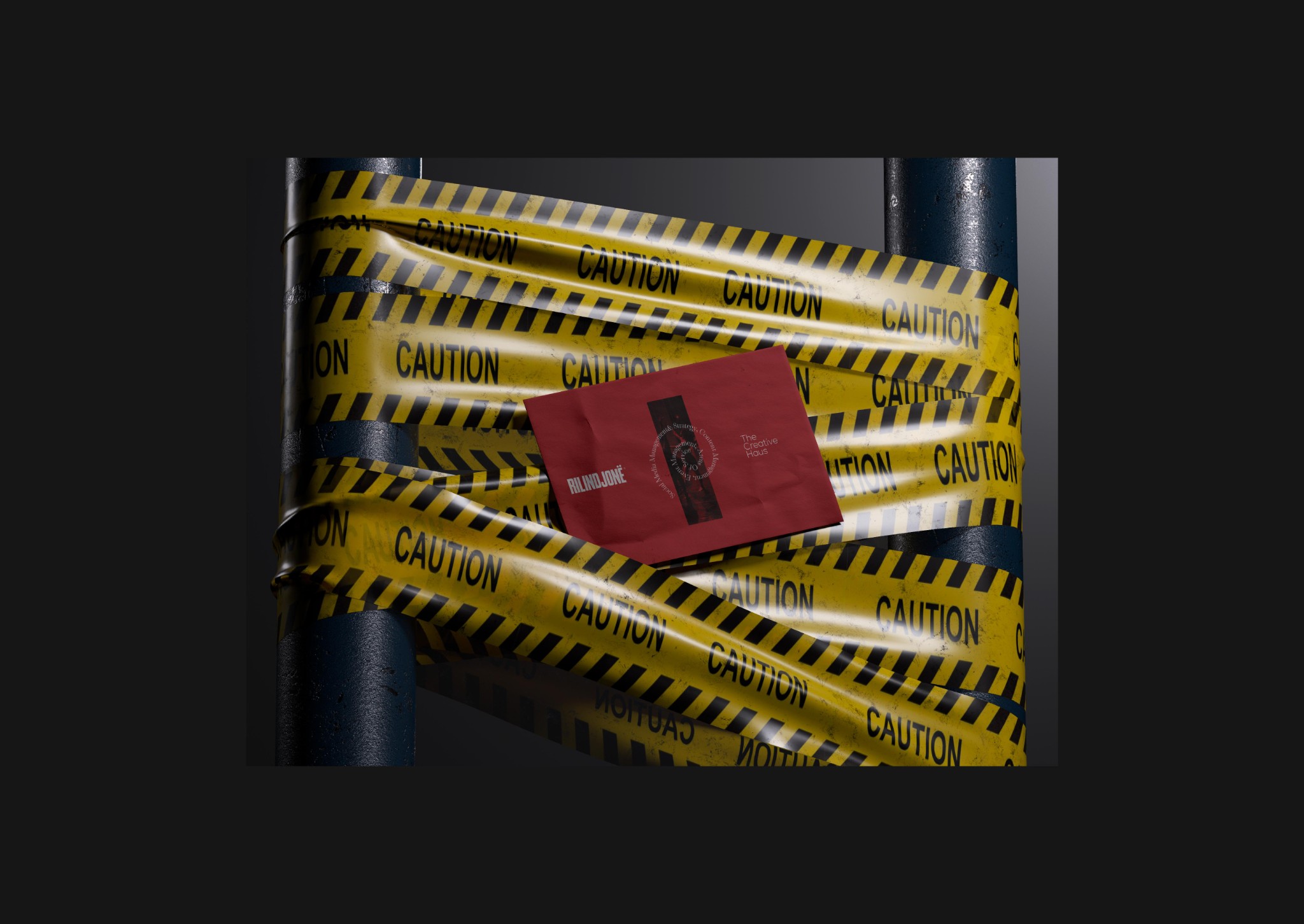Branded coffee cup — We wake up to drink coffee on red-orange background