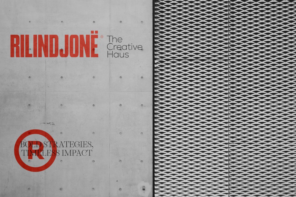 Brand book — color palette and logo usage on dark and red backgrounds