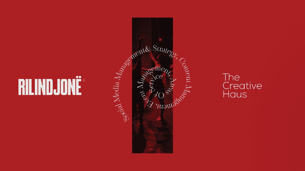 Rilindjone — The Creative Haus brand introduction slide on red background