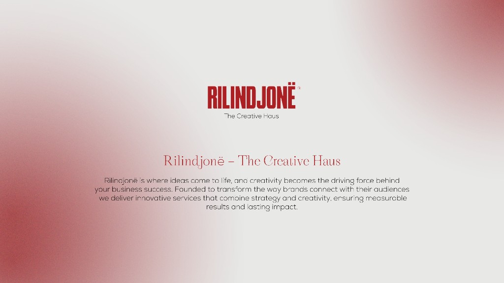 Rilindjonë identity overview — logo and The Creative Haus tagline on gradient background