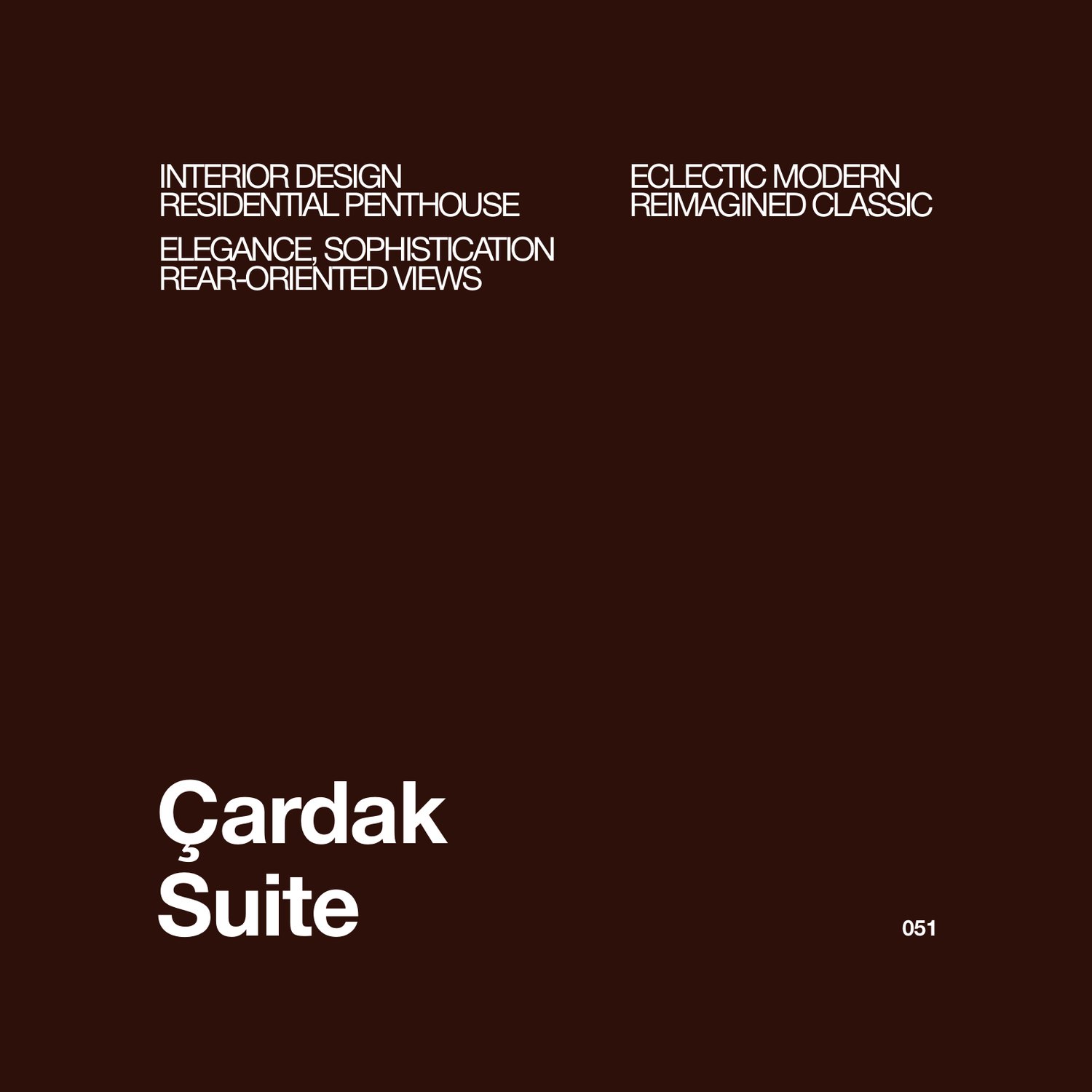 Vista Architectural Studio portfolio — Çardak Suite title page in burgundy