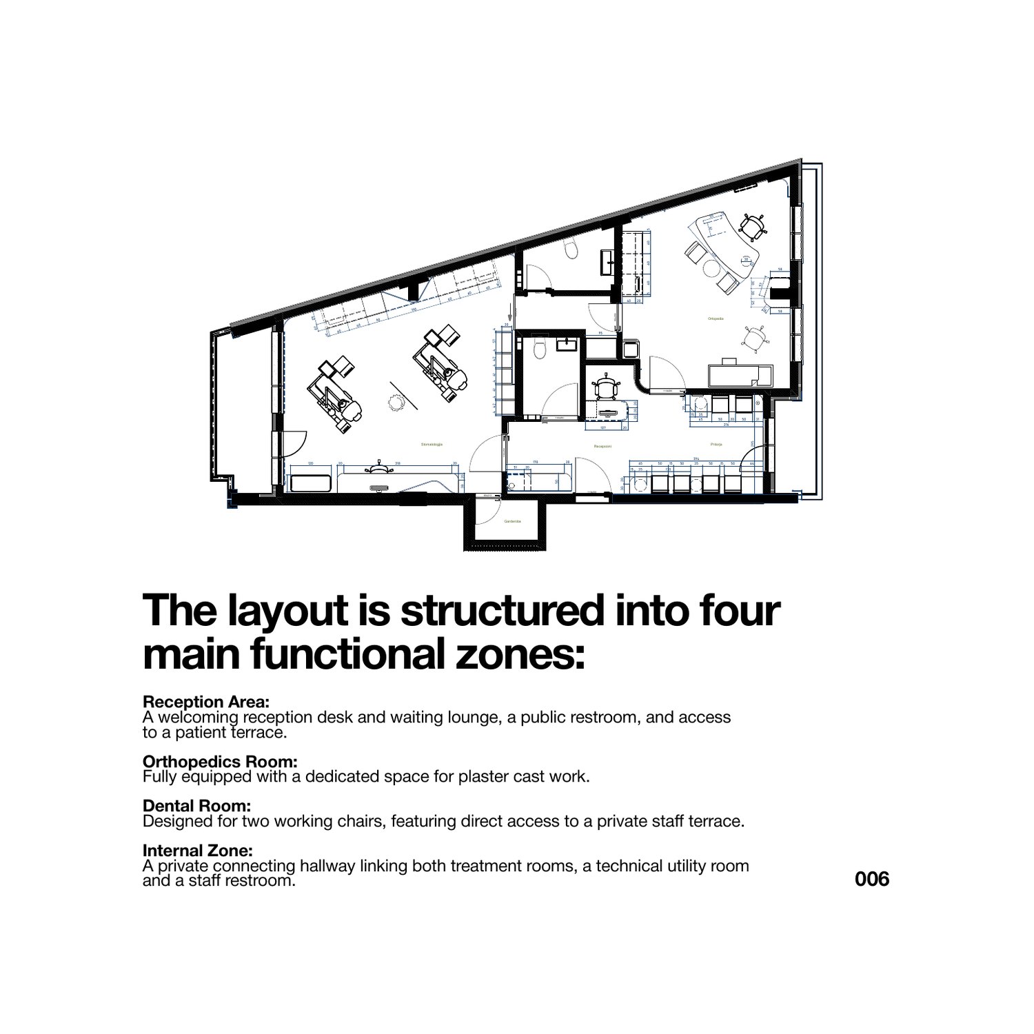 Vista Architectural Studio portfolio — floor plan with functional zones description